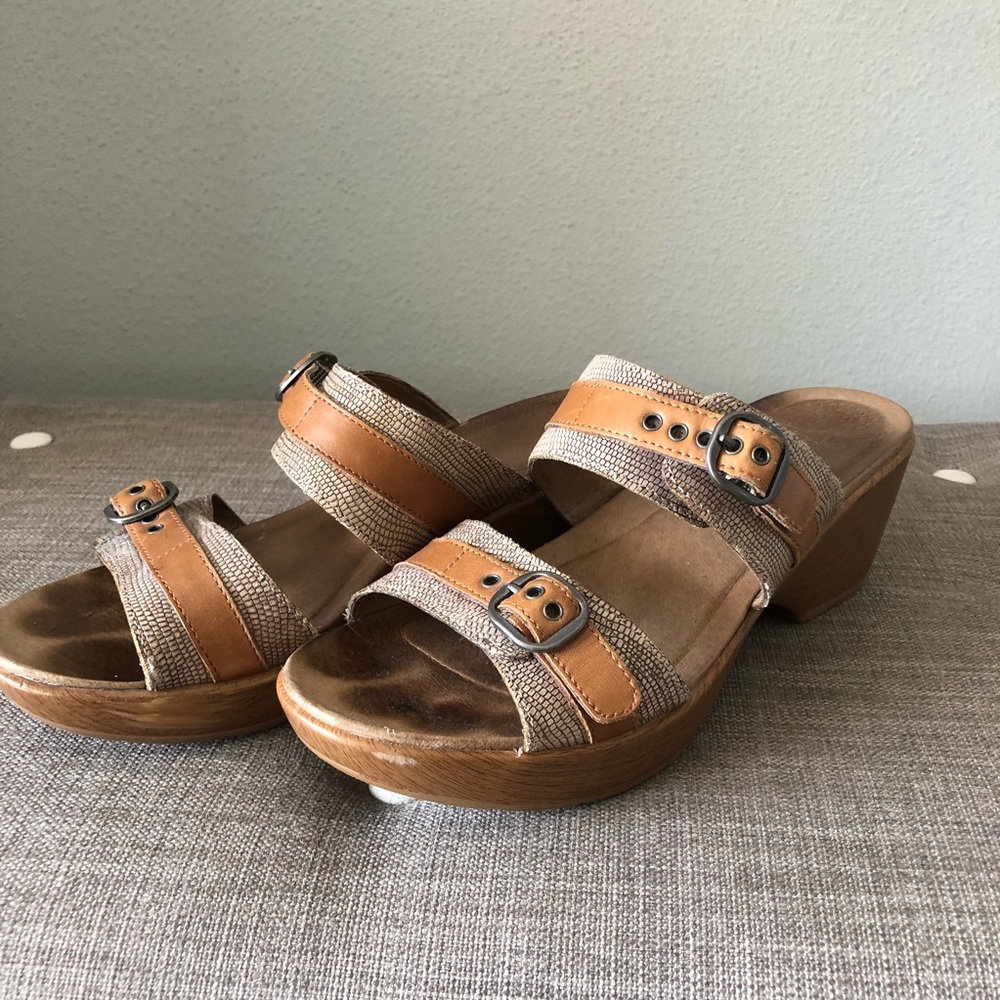 Dansko leather upper slip on sandals